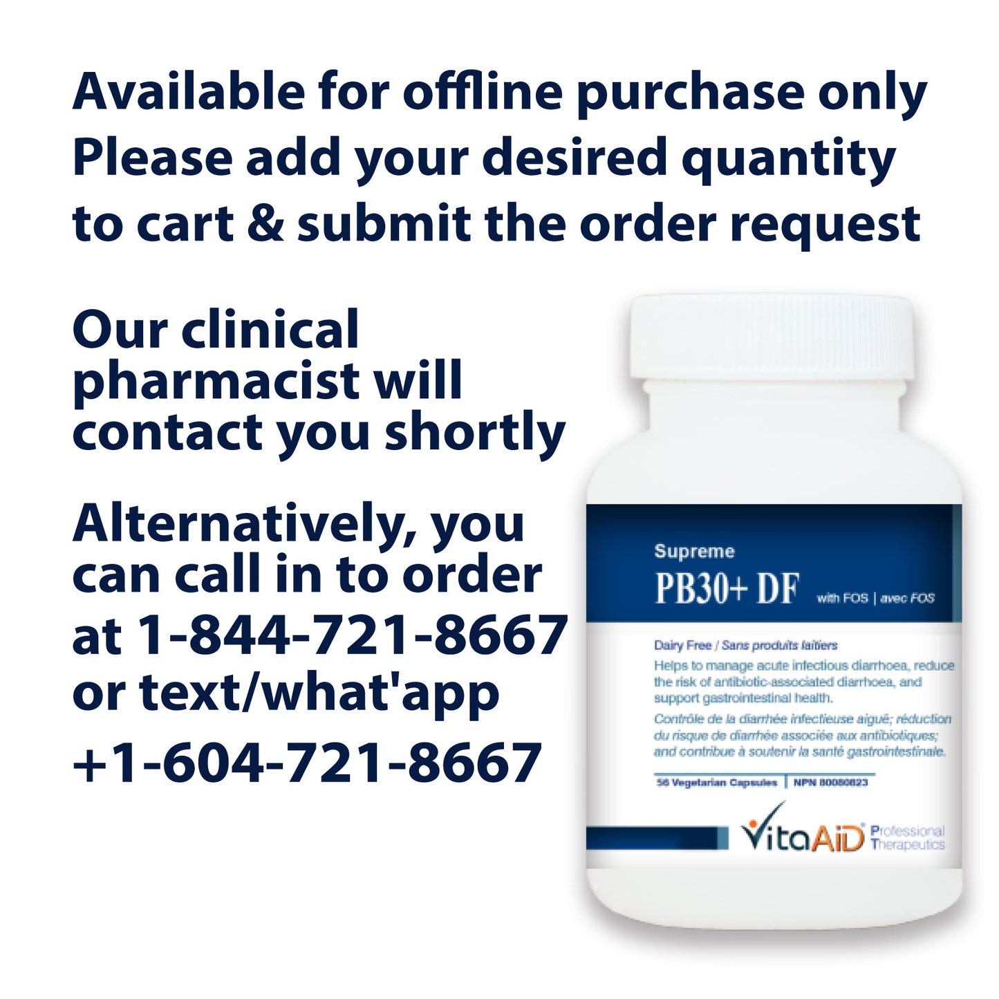 VitaAid Supreme-PB30+ DF (with FOS) - biosenseclinic.ca