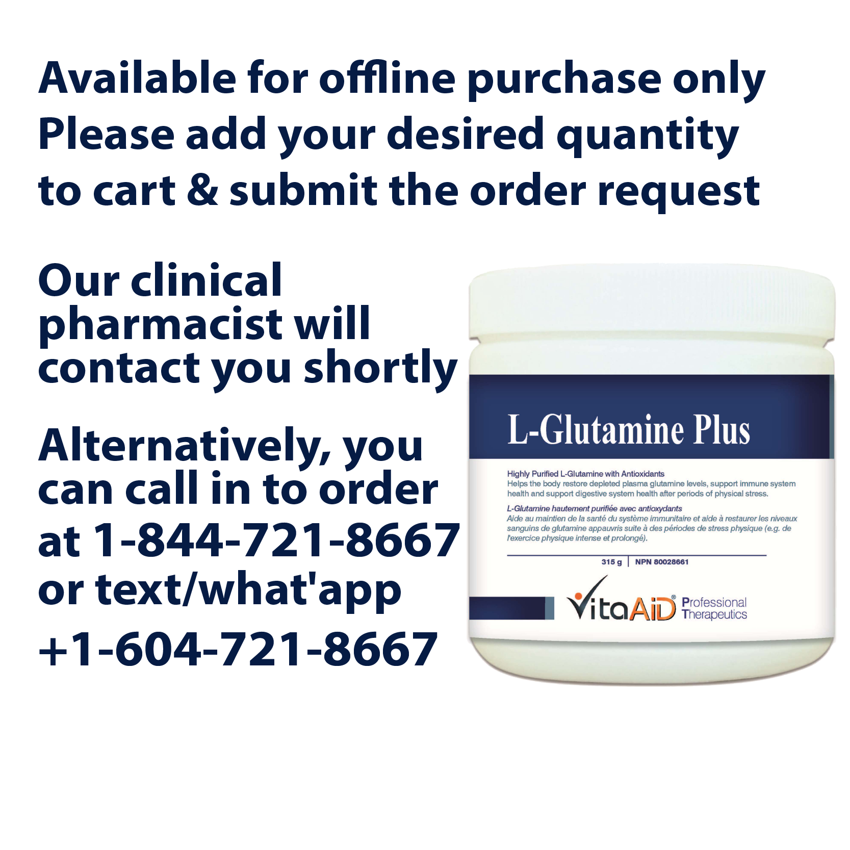 VitaAid L-Glutamine Plus - BiosenseClinic.ca